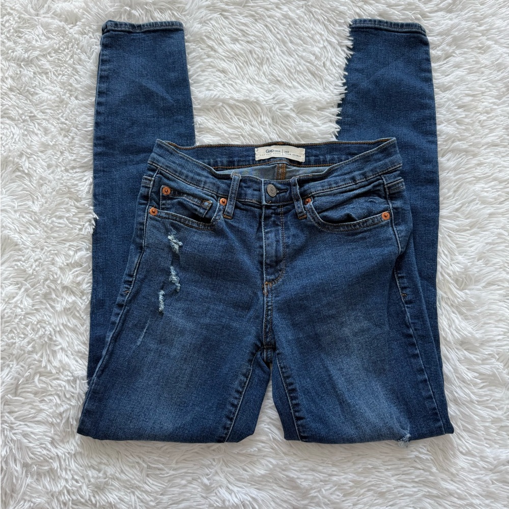 GAP Classic Indigo Distressed Skinny Jeans